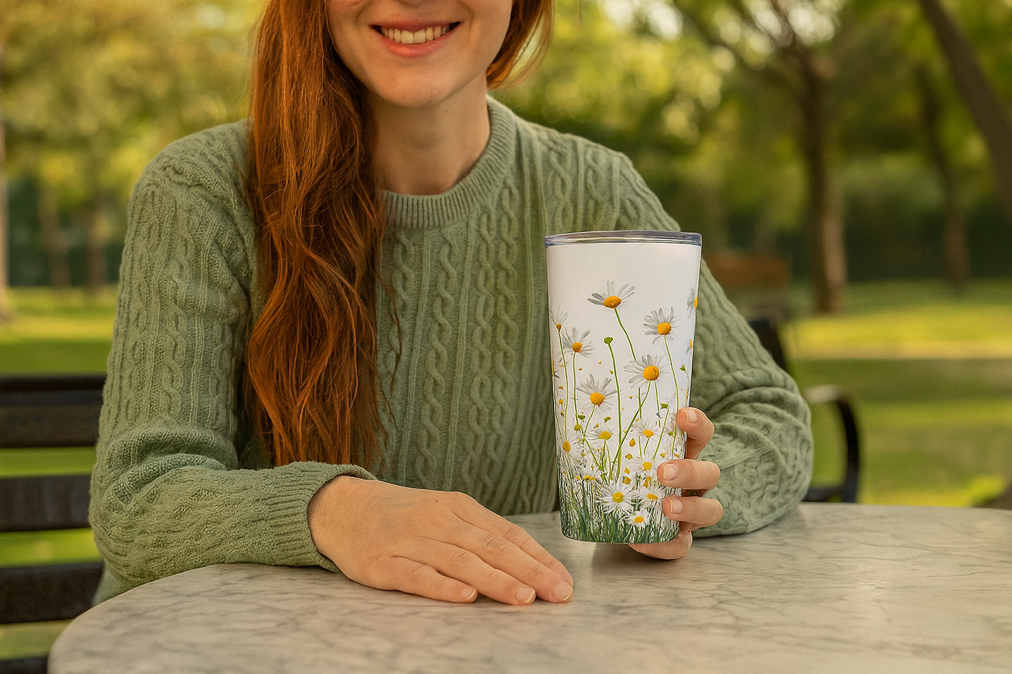 Daisy Field Tumbler, Floral Drinkware, Gift for Garden Lovers, Summer Sips, Eco-Friendly Beverage Container, Gift for Him, Birthday Gift