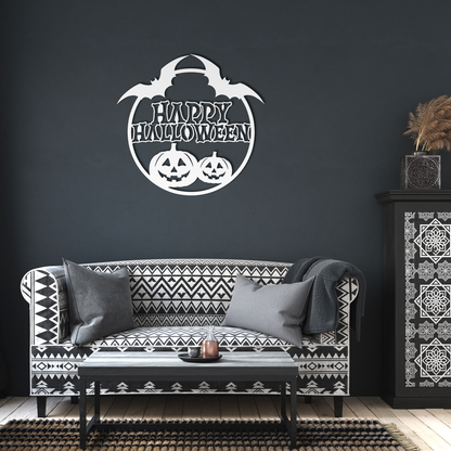 Happy_Halloween_Round_Metal_Wall_art_White_Dark_Living_Room_Mockup.png