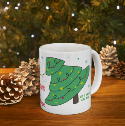 Personalized Meowy Christmas Mug – Cute Cat Holiday Coffee Cup, Festive Ceramic Drinkware, Christmas Gift for Her, 11oz & 15oz