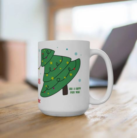 Personalized Meowy Christmas Mug – Cute Cat Holiday Coffee Cup, Festive Ceramic Drinkware, Christmas Gift for Her, 11oz & 15oz