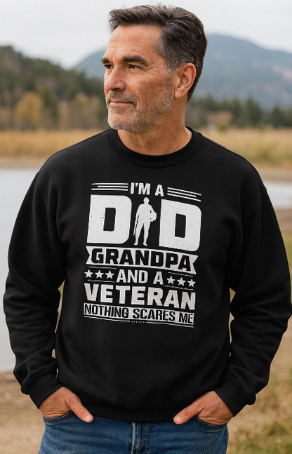 Veteran Grandpa  Cozy Casual Wear Sweatshirt, Father's Day Gift, Military Tribute, Proud Grandpa, Gift for Veteran's Grandpa, Military Pride