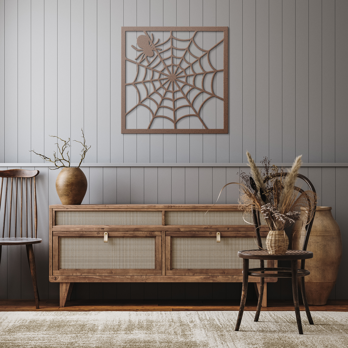 Spider_nest_Metal_Wall_Art_Copper_Rustic_Hallway_Mockup.png