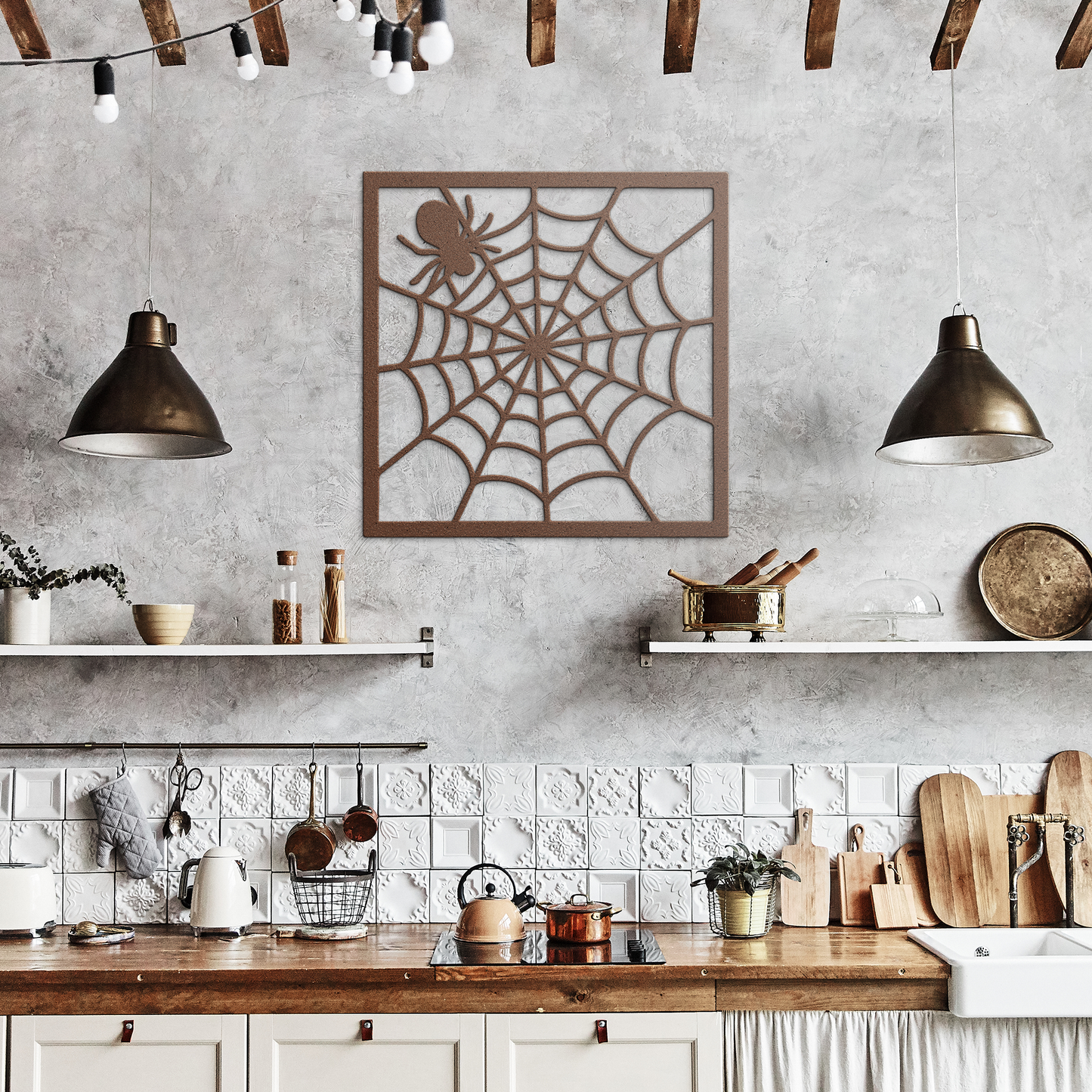 Spider_nest_Metal_Wall_Art_Copper_Rustic_Kitchen_Mockup.png